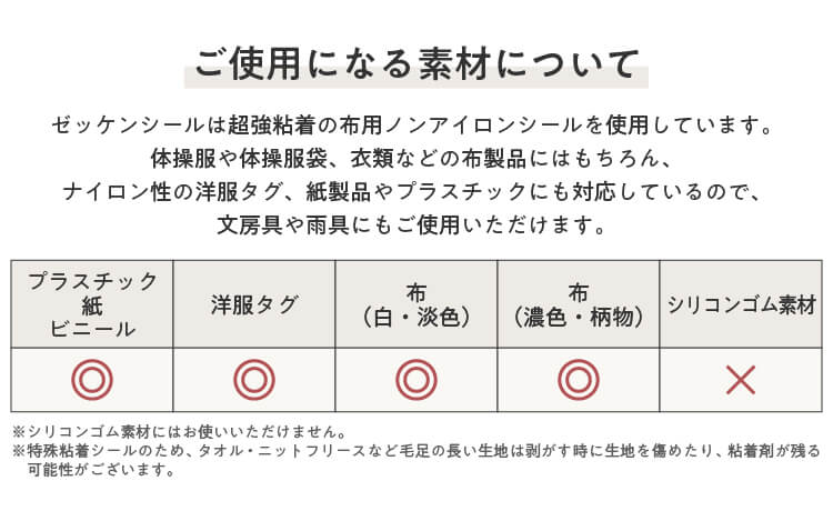 お名前シールでは目的に合わせた様々なお名前シールをご用意しております。