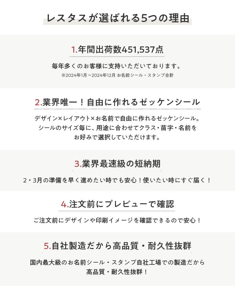 レスタスが選ばれる5つの理由